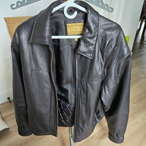 Mens L BOSTON HARBOUR Genuine Leather jacket black